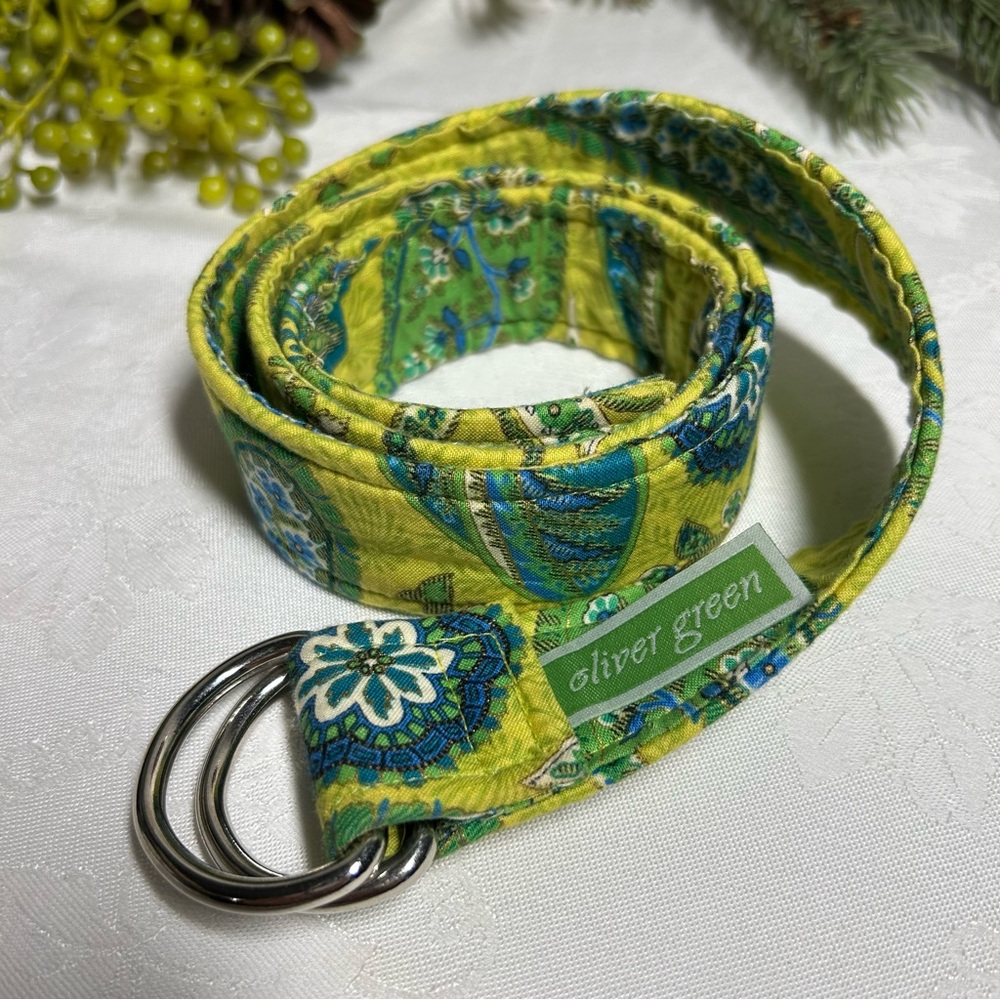 Oliver Green D-Ring green paisley belt 36”